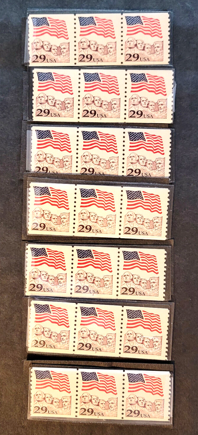 Scott #2523 Flag Mount Rushmore Plate # Coil (PNC3) of 3 Stamps - MNH