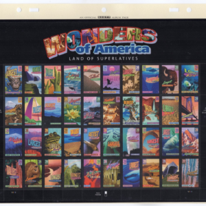Scott #4072a Wonders of America Full Sheet of 40 Stamps - MNH mounted Scott page