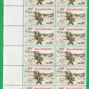 Scott #2154 Veterans World War 1 Plate Block of 20 Stamps - MNH P#1 UL