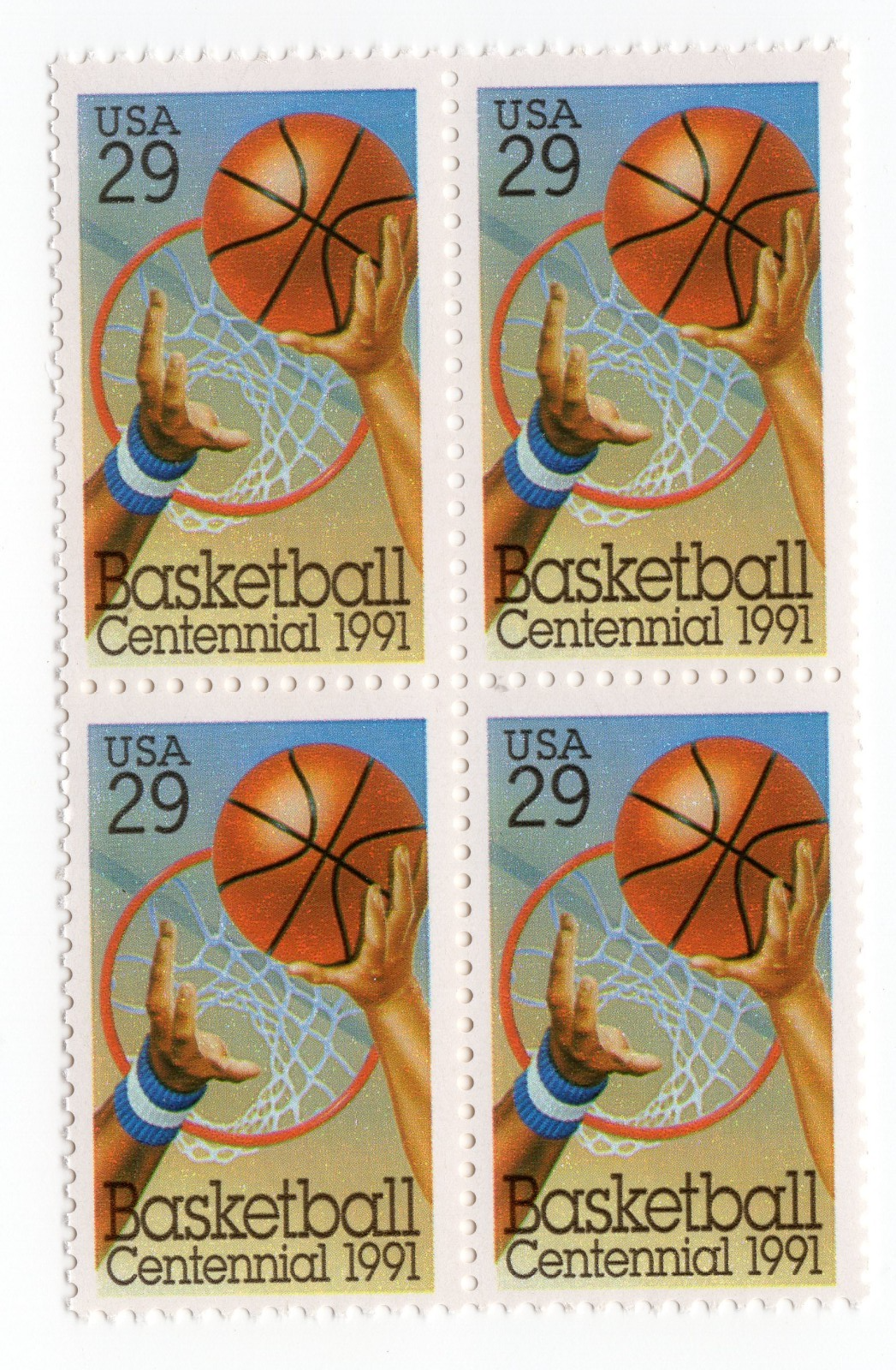Scott #2560 Basketball Hoops Block of 4 Stamps - MNH
