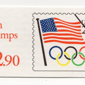 Scott #BK186A 29¢ Flag & Olympic Rings Booklet of 10 Stamps - MNH Red Red Cover