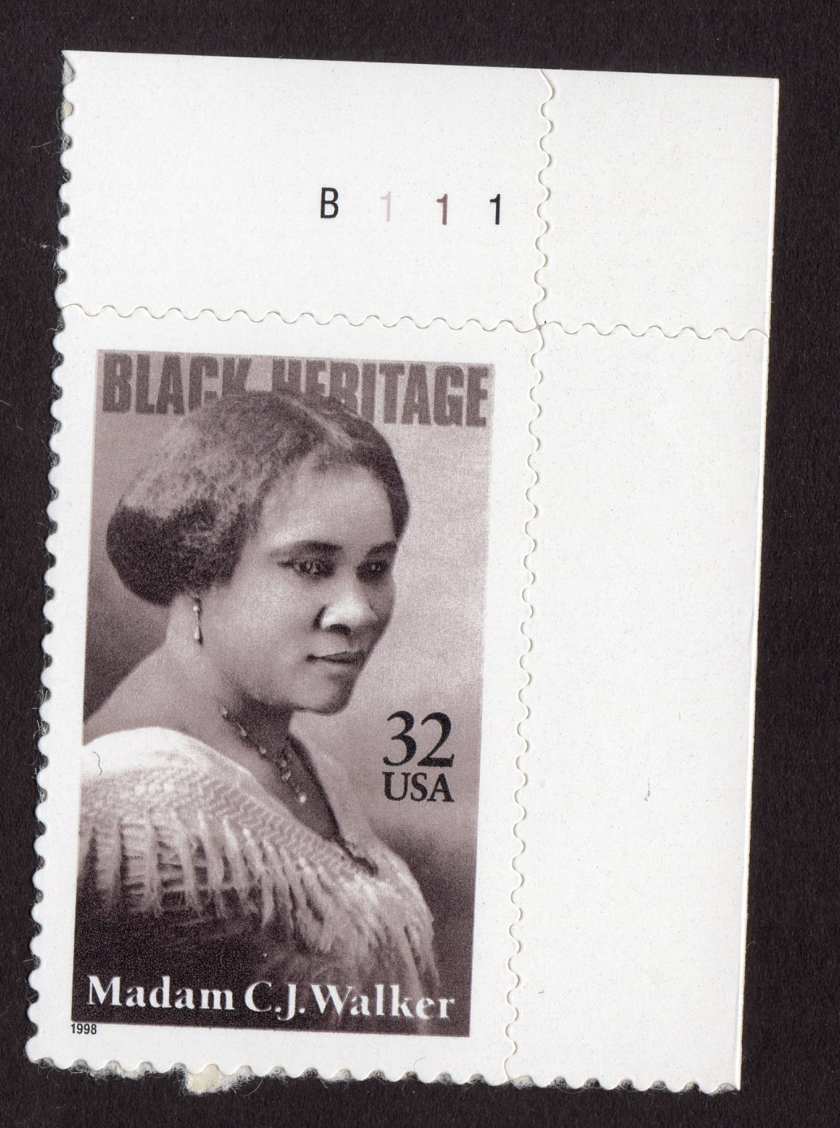 Scott #3181 Madam C. J. Walker (Black Heritage) Plate # Single Stamp - MNH UR
