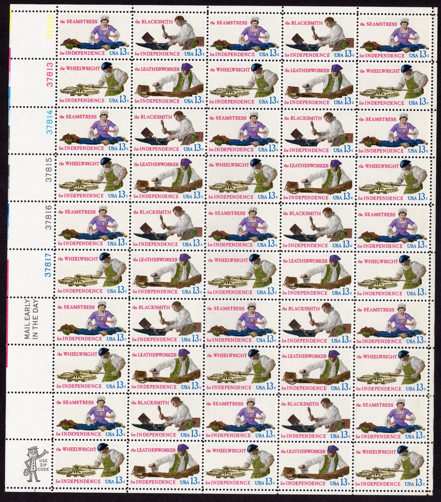 Scott #1720a Skilled Hands for Independence Sheet of 50 Stamps - MNH UL