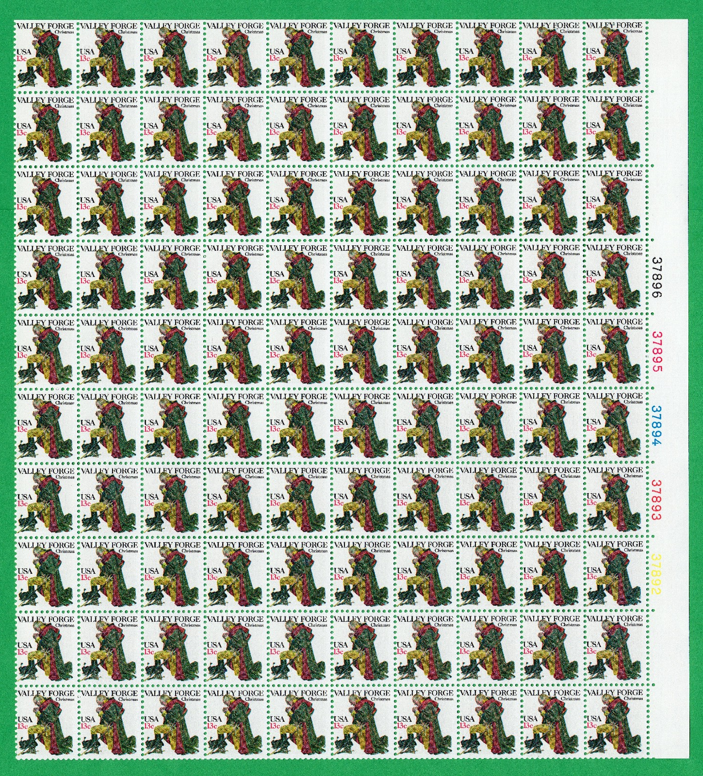 Scott #1729 15¢ Valley Forge Prayer Sheet of 100 Stamps - MNH Right (UR)