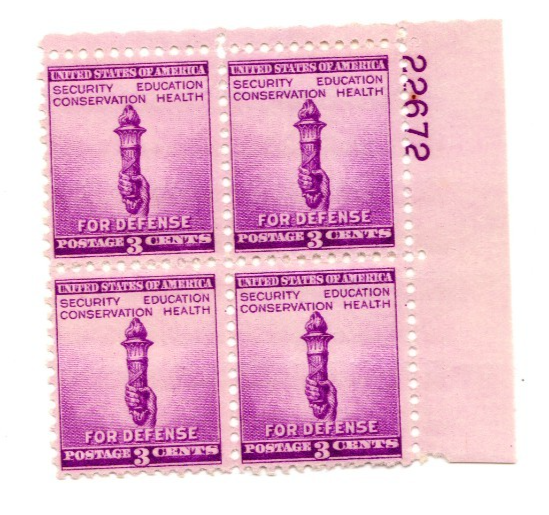Scott #901 Security Health for Defense Plate Block of 4 Stamps - MNH P#22672 UR