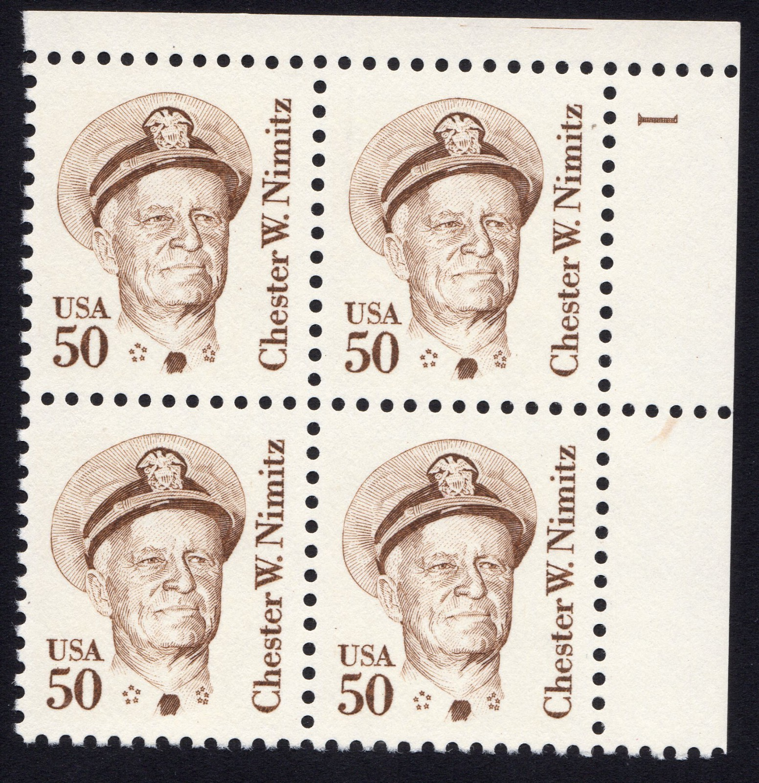 Scott #1869a Chester W. Nimitz Plate Block of 4 Stamps - MNH P#1 UR
