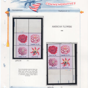 Scott #1879a (1876-79) Flowers Plate Blocks - White Ace Album Page Mount - MNH