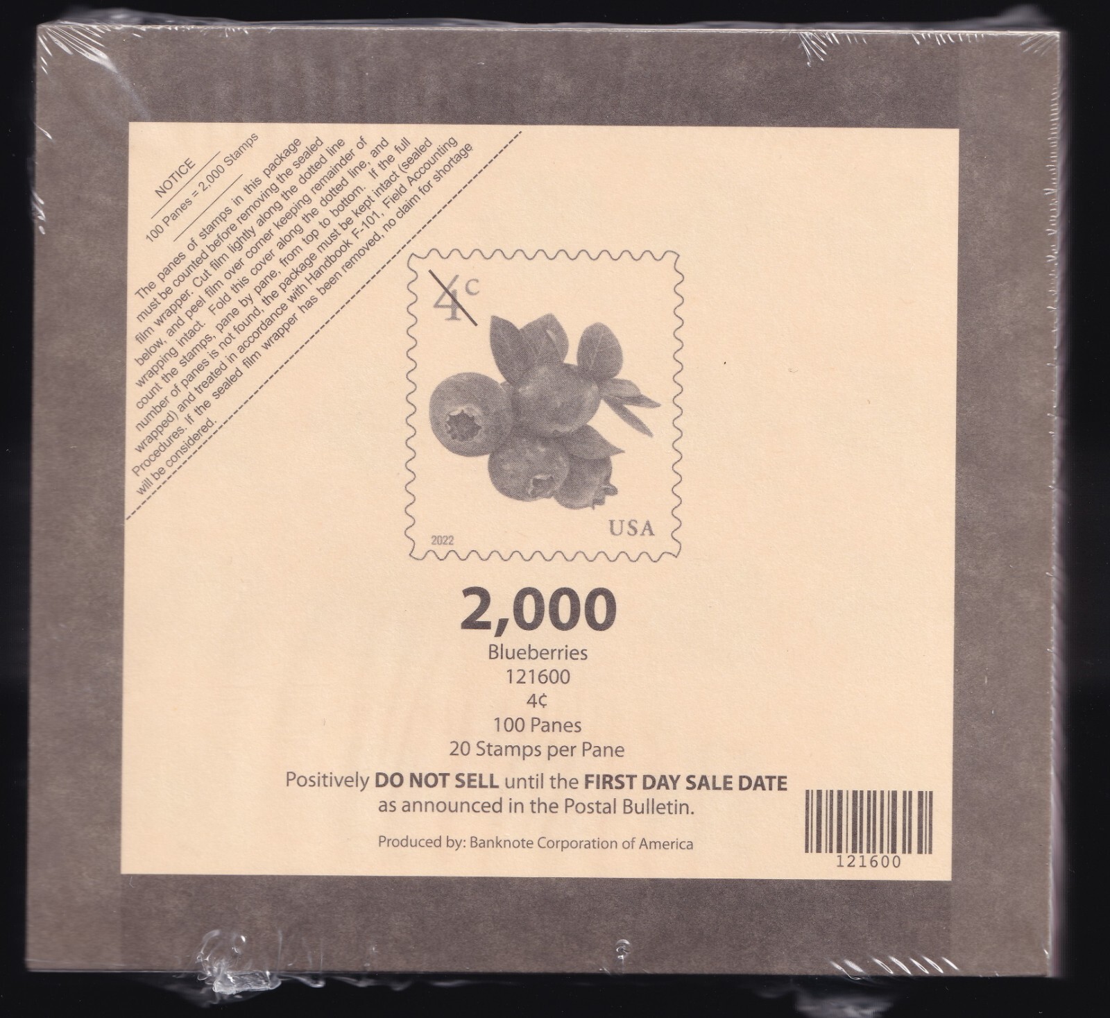 Scott #5652 Blueberries (100) Sheets of 20 stamps - Sealed