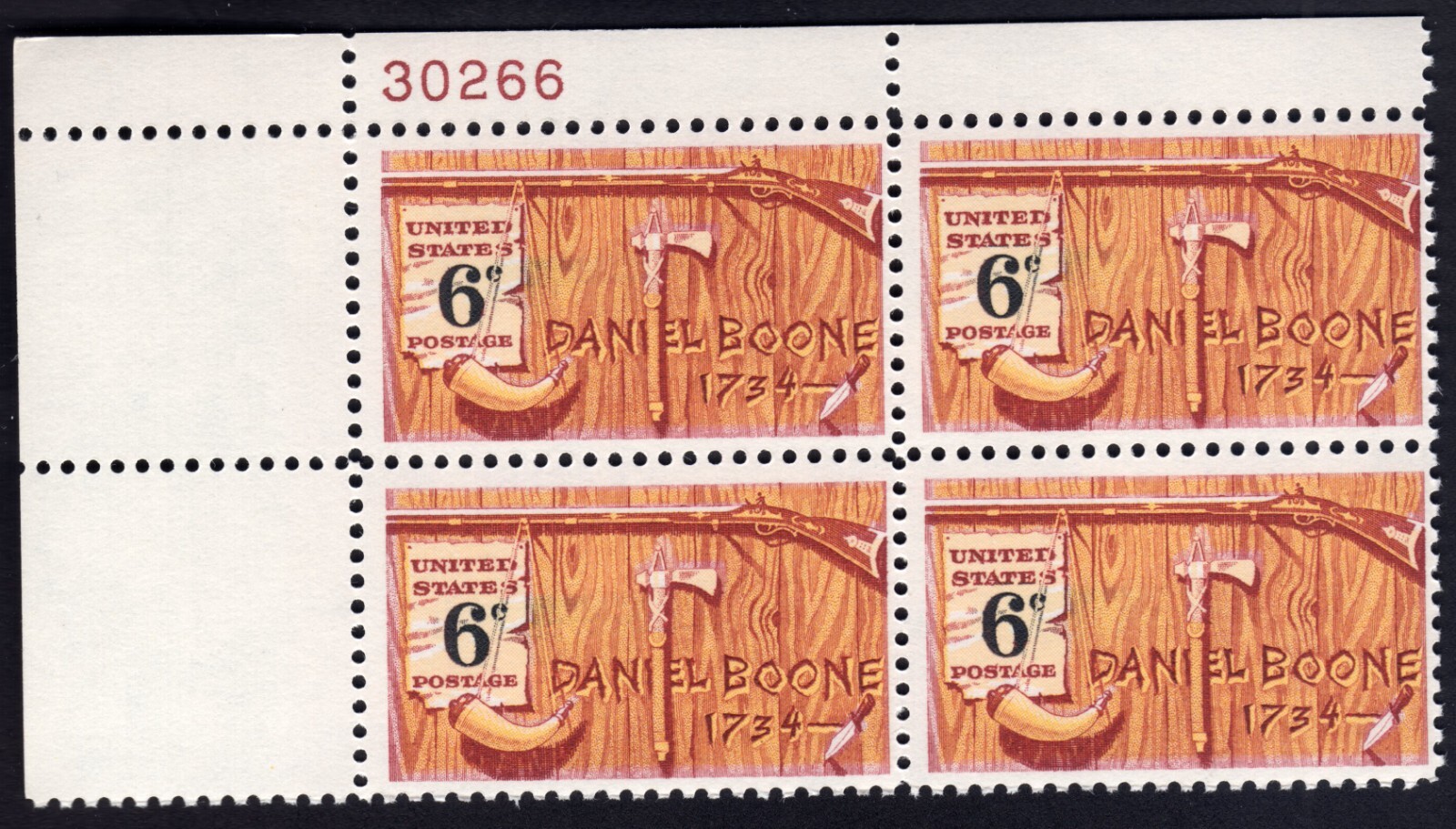 Scott #1357 Daniel Boone Plate Block of 4 Stamps - MNH