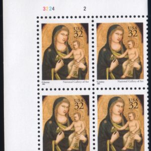 Scott #3003 Madonna (Mary, Giotto) Plate Block of 4 Stamps - MNH P#3224-2 UL