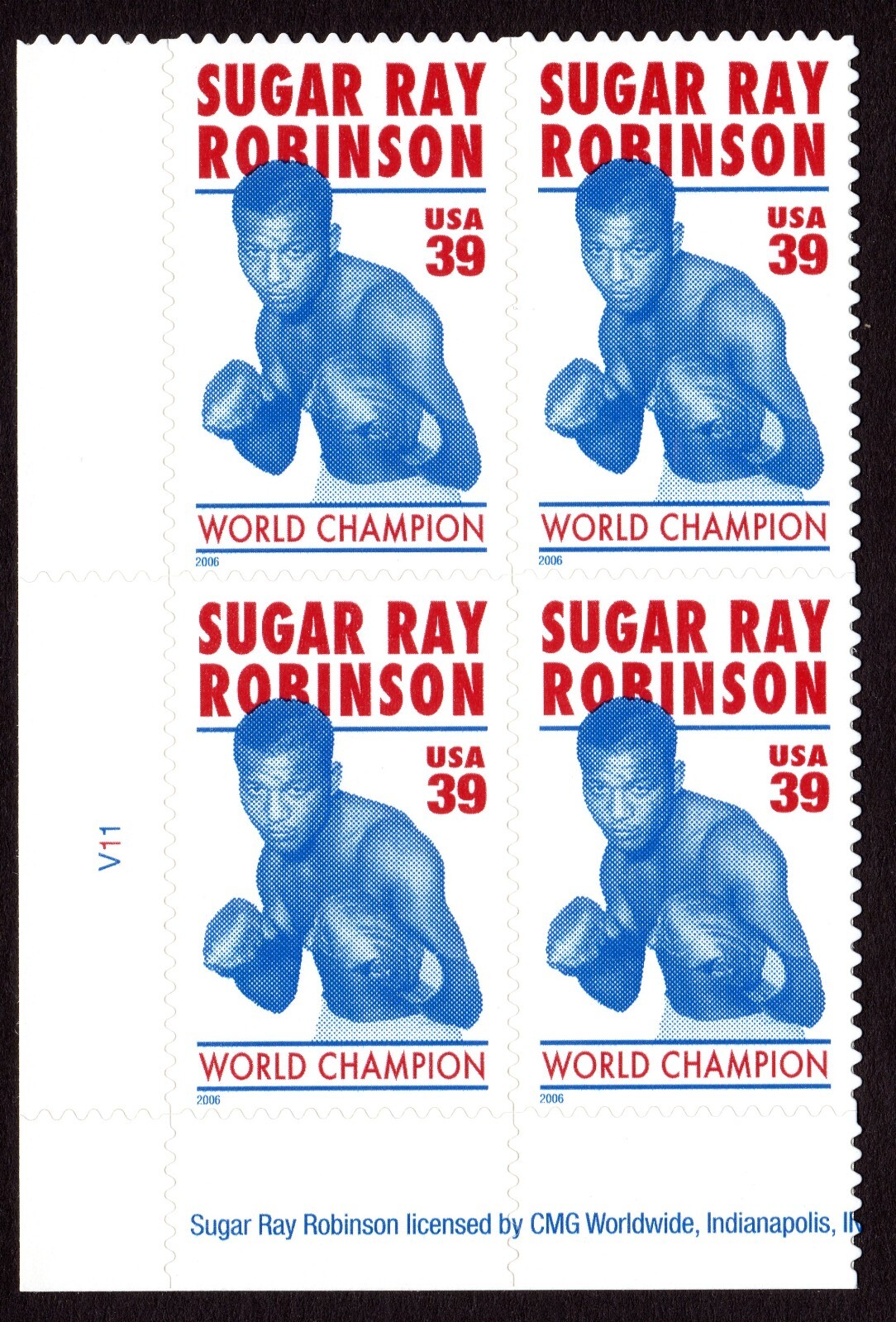 Scott #4020 Sugar Ray Robinson (Boxing) Plate Block of 4 Stamps - MNH LL