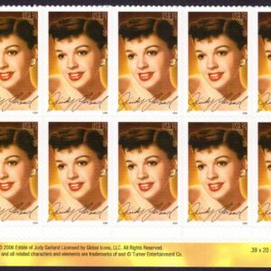 Scott #4077 Judy Garland (Legends of Hollywood) Plate Block of 10 Stamps MNH LL