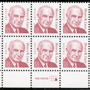 Scott #2935 Henry R. Luce Plate Block of 10 Stamps - MNH P#B1 Bott w/mount