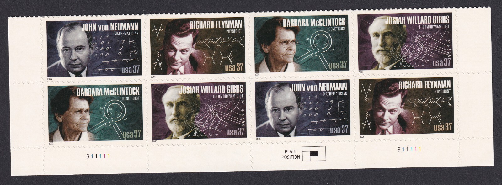 Scott #3909a (3906) American Scientists Plate Block of 8 Stamps - MNH