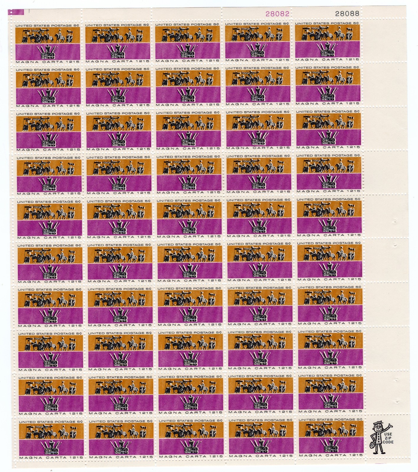 Scott #1265 Magna Carta Sheet of 50 Stamps - MNH UR