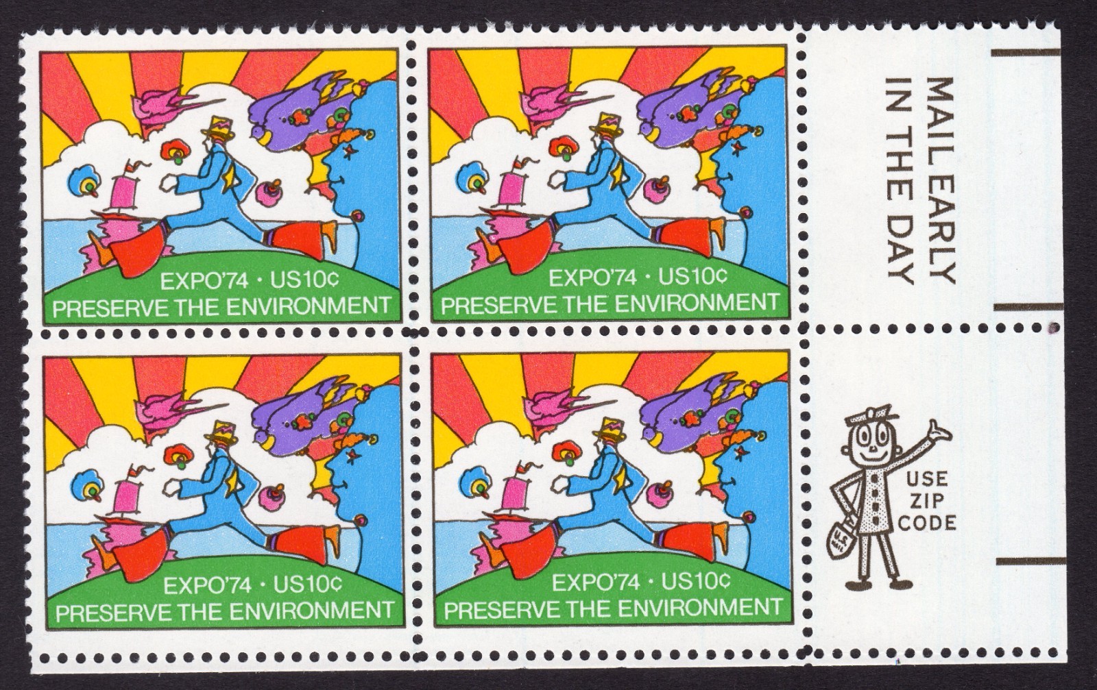 Scott #1527 Expo 74 Preserve the Environment Zip Block of 4 Stamps - MNH