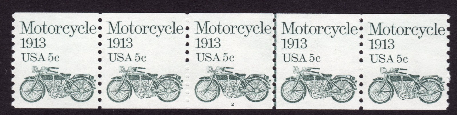 Scott #1899 Motorcycle Plate Number Coil (PNC5) of 5 Stamps - MNH P#2