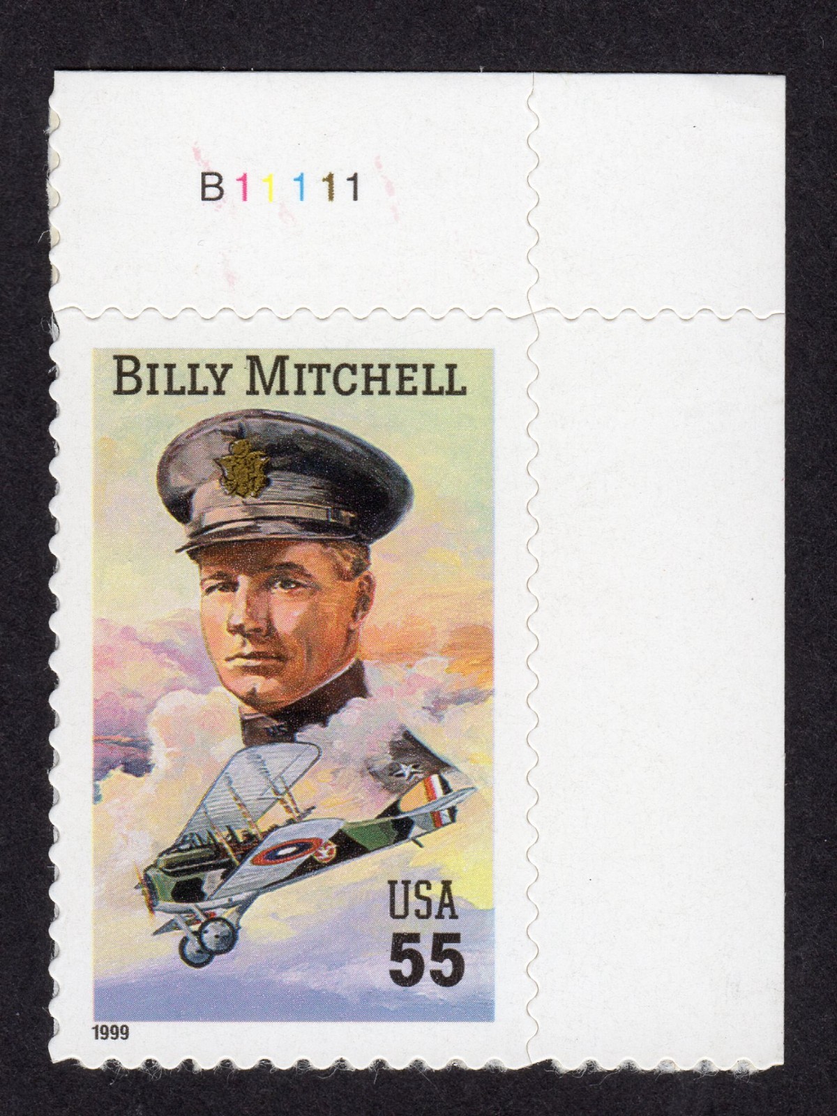 Scott #3330 Billy Mitchell Plate # Single Stamp - MNH XF