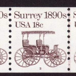 Scott #1907 Surrey 1890s Plate # (PNC5) Coil of 5 Stamps - MNH P#2