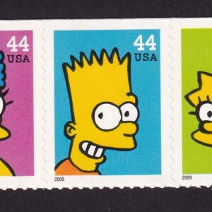Scott #4403b (4399) 44¢ Simpsons Booklet Strip of 5 Stamps - MNH Homer 1st
