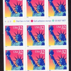 Scott #3122Ef 32¢ Statue of Liberty Booklet of 20 Stamps MNH (NDVH Back) P#V2222