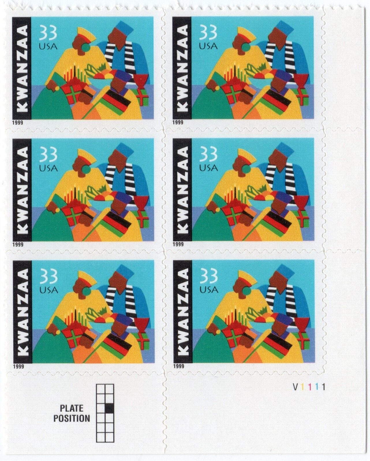Scott #3368 Kwanzaa Plate Block of 6 Stamps - MNH