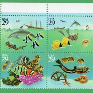 Scott #2866a Wonders of the Sea Plate Block of 8 Stamps - MNH P#B3333 Top