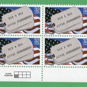 Scott #2966 POW MIA (Veterans) Plate Block of 8 Stamps - MNH P#P2222 Bottom