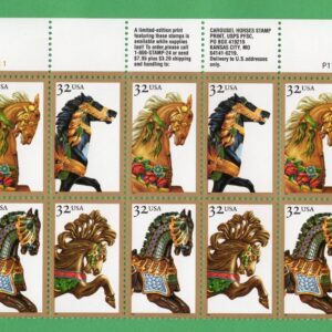 Scott #2979a (2976-79) Carousel Horses Plate Block of 10 Stamps - MNH Top