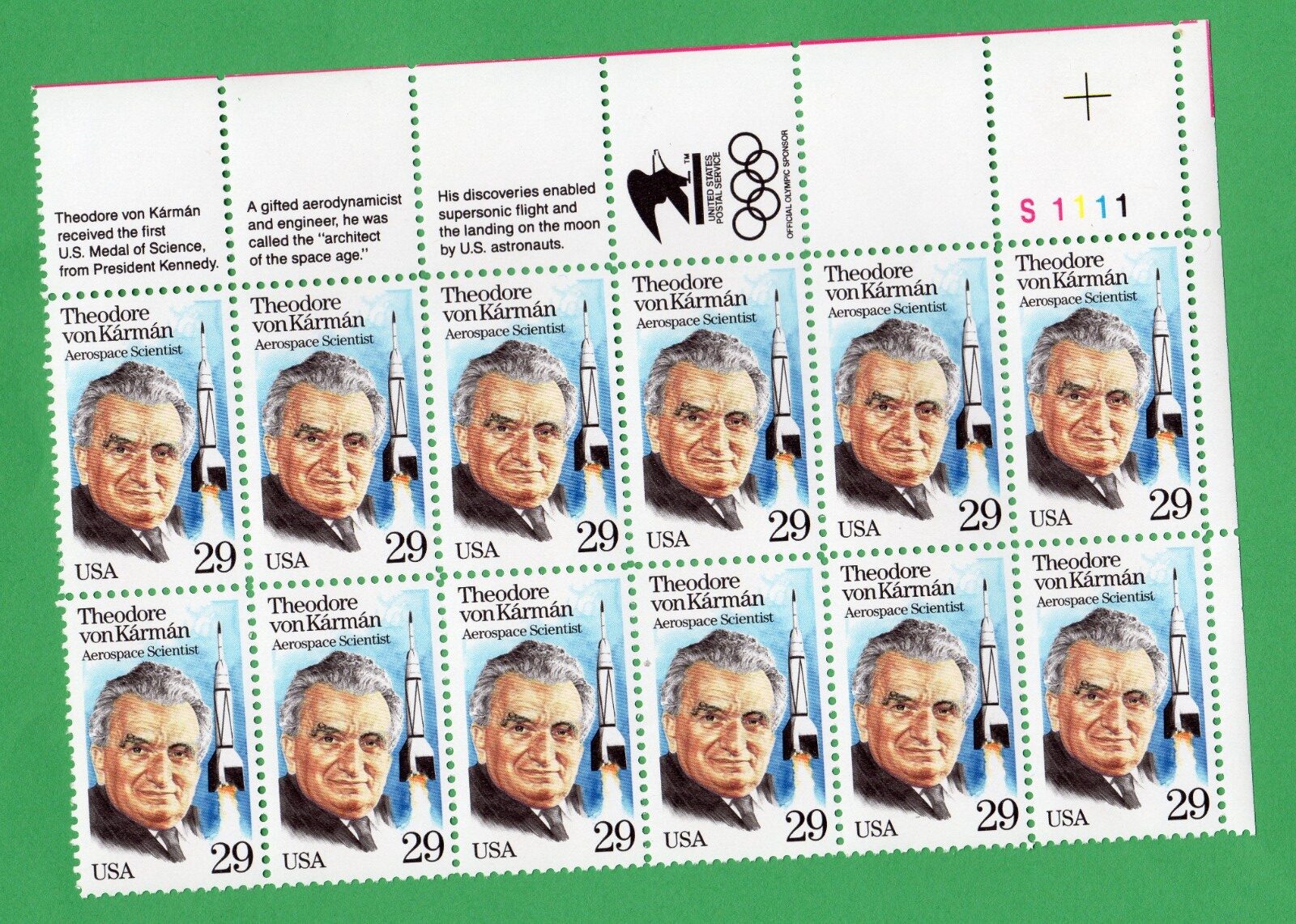 Scott #2699 Theodore von Karman Plate Block of 12 Stamps - MNH UR