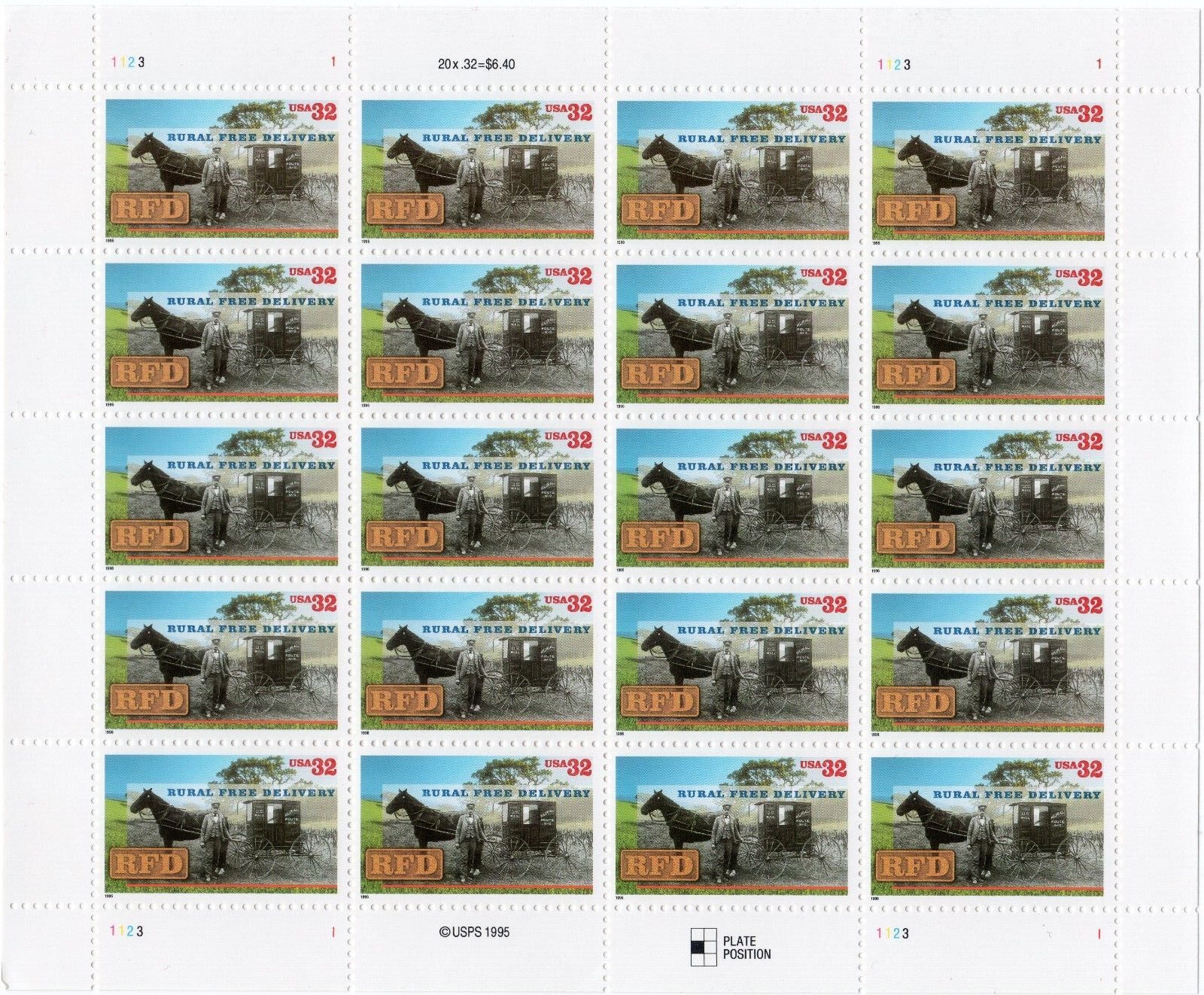 Scott #3090 Rural Free Delivery Sheet of 20 Stamps - MNH
