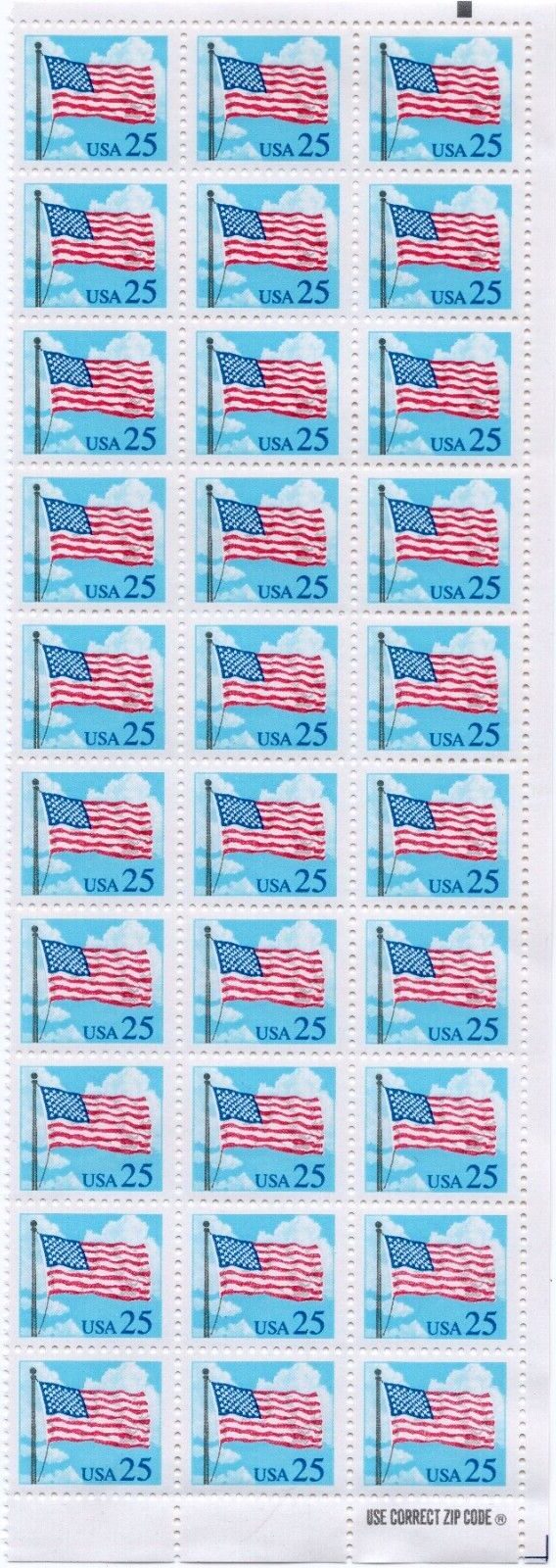 Scott #2278 Flag in Blue Skies Block of 30 Stamps - MNH PC#7