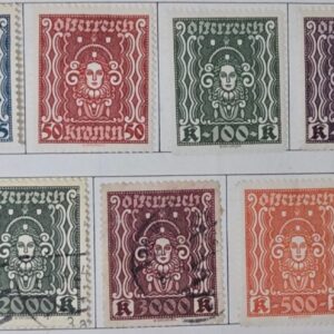 Stamp Austria 1920-24 #288-293 MH; #293-296 used