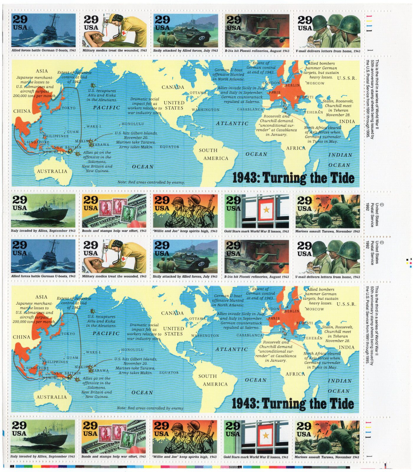 Scott #2765 WW2 1943: Turning the Tide Sheet of 20 Stamps - MNH
