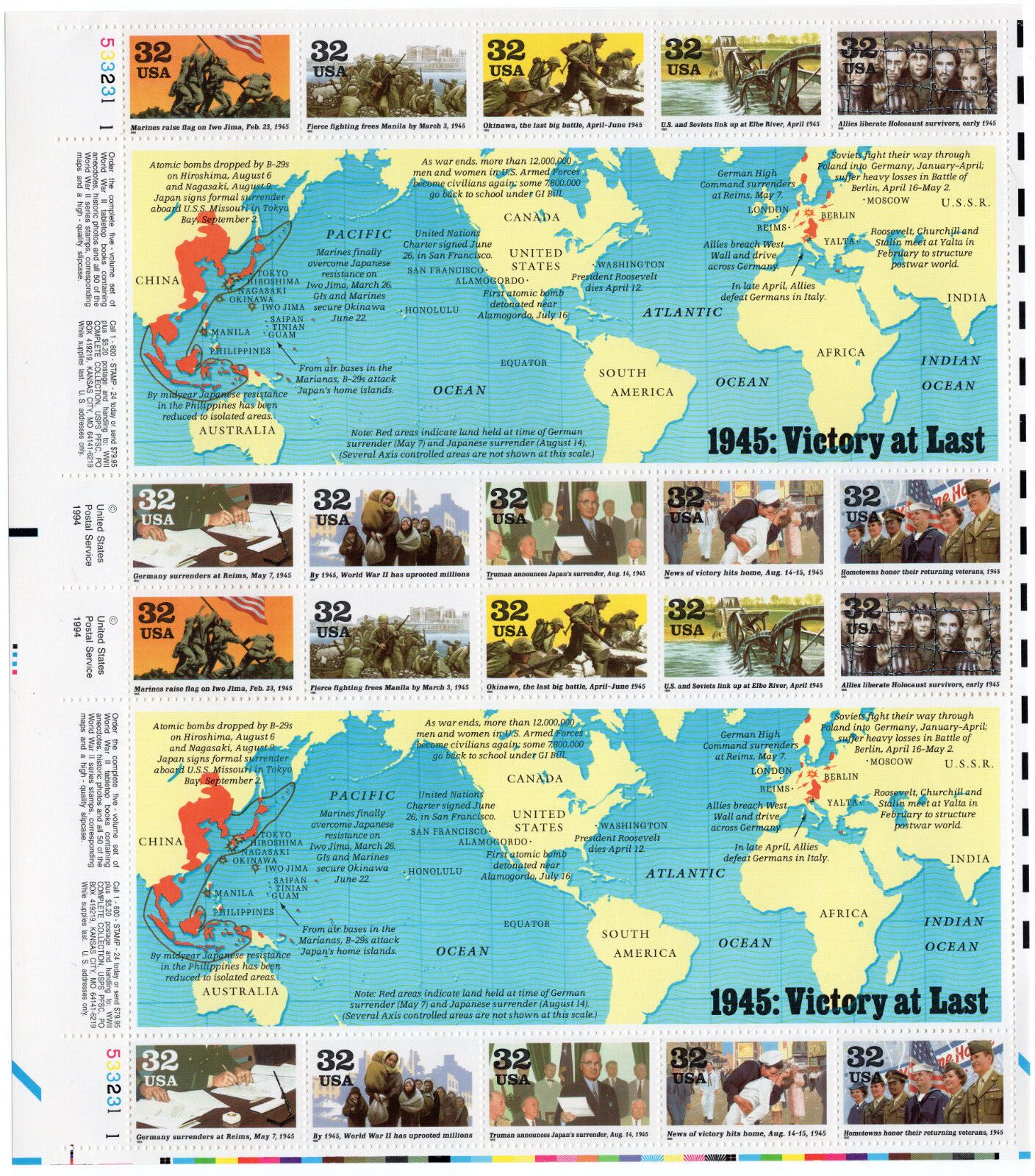 Scott #2981 WW2 1945: Victory At Last Sheet of 20 Stamps - MNH