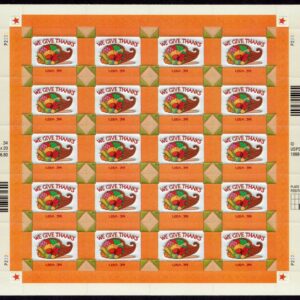 Scott #3546 Thanksgiving (We Give Thanks) Sheet of 20 Stamps - MNH P#P2222