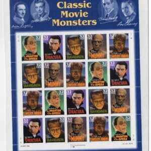 Scott #3172a Classic Movie Monsters Sheet of 20 Stamps - Sealed Item #442543