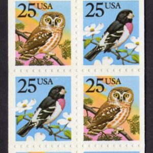 Scott #BK160 (2285b) Owl & Grosbeak Booklet of 20 Stamps - MNH P#3412 one bud