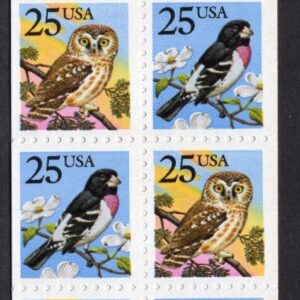 Scott #BK160 (2285b) Owl & Grosbeak Booklet of 20 Stamps MNH P#1211 two bud (B)