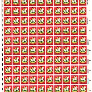 Scott #1769 15¢ Christmas Hobby Horse Sheet of 100 Stamps - MNH LR
