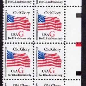 Scott #2882 Old Glory Flag w/Red G Plate Block of 20 Stamps - MNH UR #2