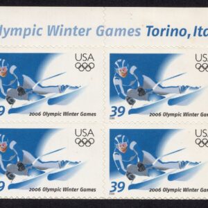 Scott #3995 39¢ Winter Olympics - Italy Title Block of 4 Stamps - MNH