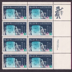 Scott #2087 Health Research Zip Block of 8 Stamps - MNH