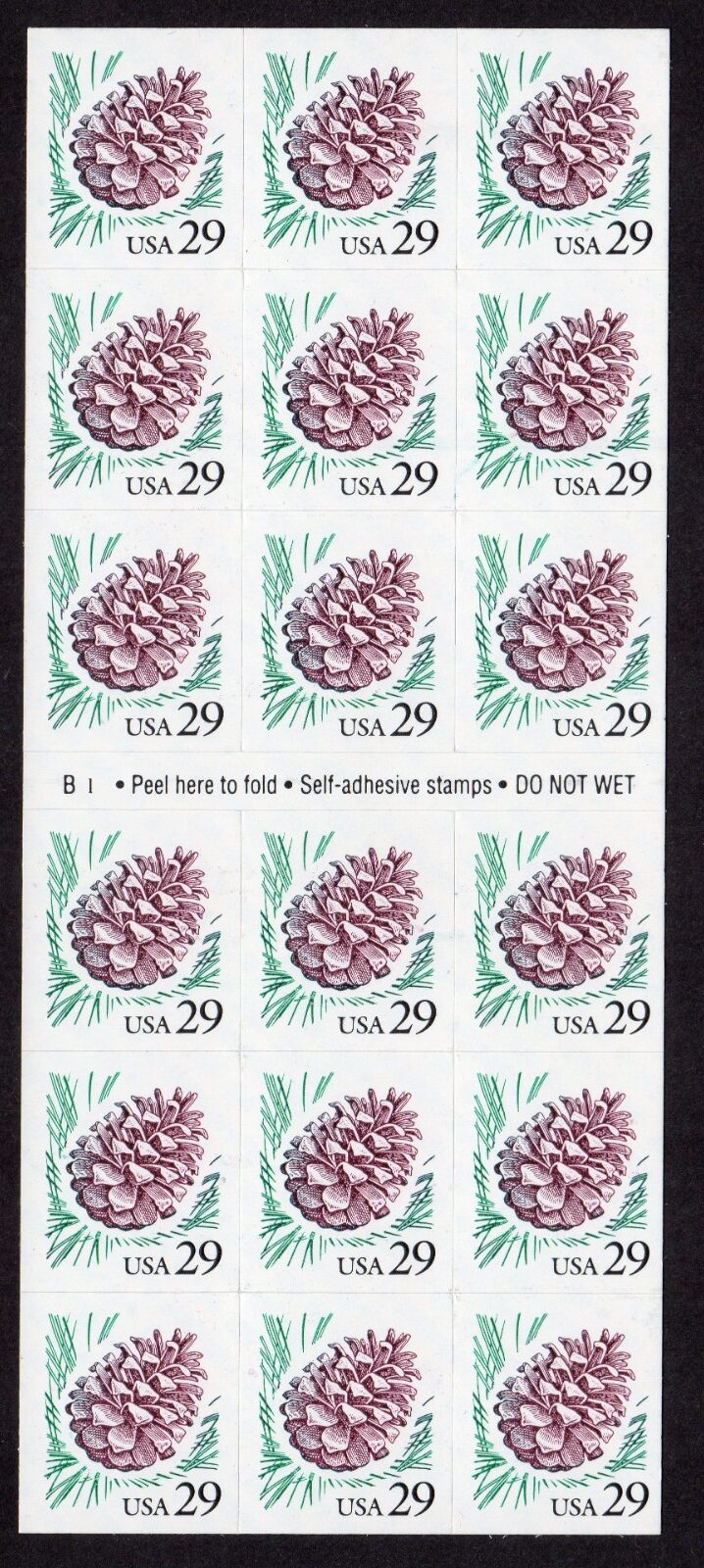 Scott #2491a Pine Cone Booklet of 18 Stamps - MNH P#B1