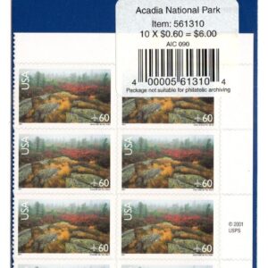 Scott #c138 Acadia National Park Plate Block of 10 Airmail Stamps - Sealed