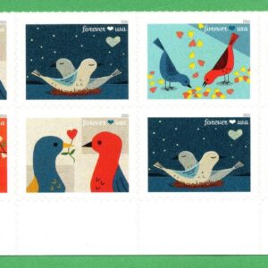 Scott #6049a (6046) Love Birds Plate Block of 8 Forever Stamps - MNH Bottom
