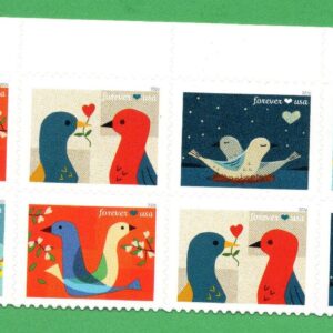 Scott #6049a (6046) Love Birds Plate Block of 8 Forever Stamps - MNH Top