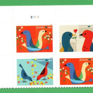 Scott #6049a (6046) Love Birds Plate Block of 4 Forever Stamps - MNH