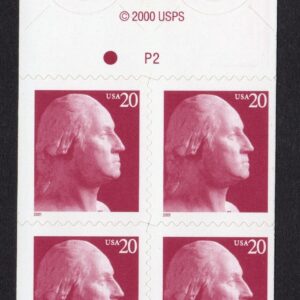 Scott #3482b George Washington Booklet Pane of 4 Stamps - MNH P#P2 B