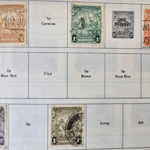 Stamp Barbados 1938-1950 #193A, 194A, 195, 199-200; 1970 #300 & 336 used